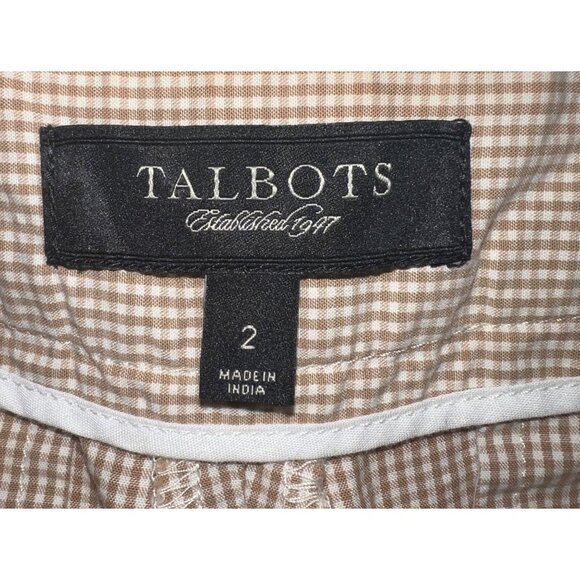 Talbots Womens Brown & White Stripe Pants Size 2 Classic Fit Cotton Blend - Picture 3 of 3